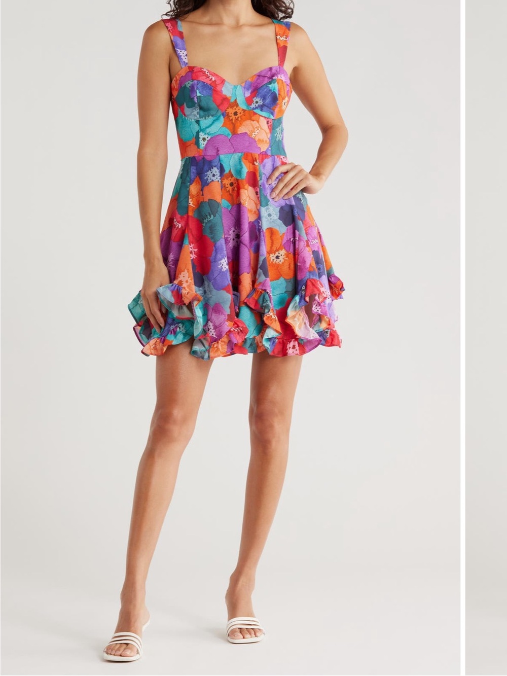 Scalloped hem fit and flare dress